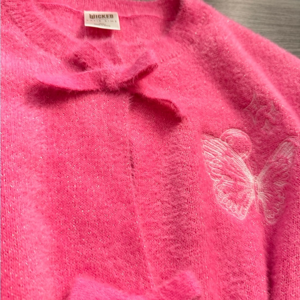 Luxurious Pink Bow-Accent Cardigan - Picture 2 of 5